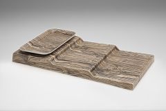 Europlex - Alzata da esposizione 2 gradini (3 piani) 81x40x8,5 effetto legno beige