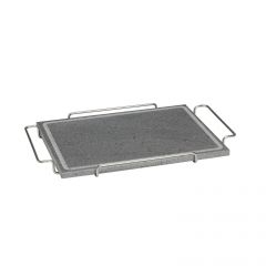 Euroceppi - Portapietra basso inox + pietra lavica cm 30x25x2